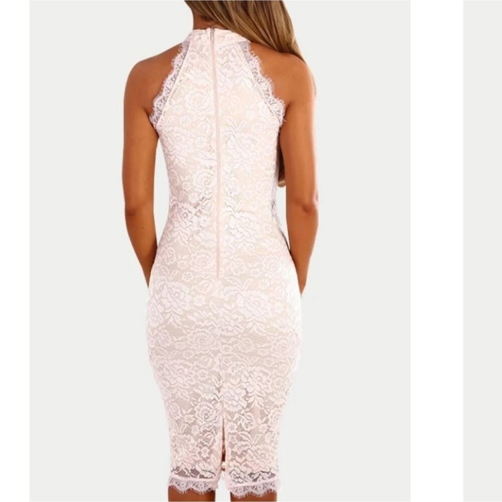 NWT Yoins pastel pink lace bodycon halter dress S - Picture 4 of 16